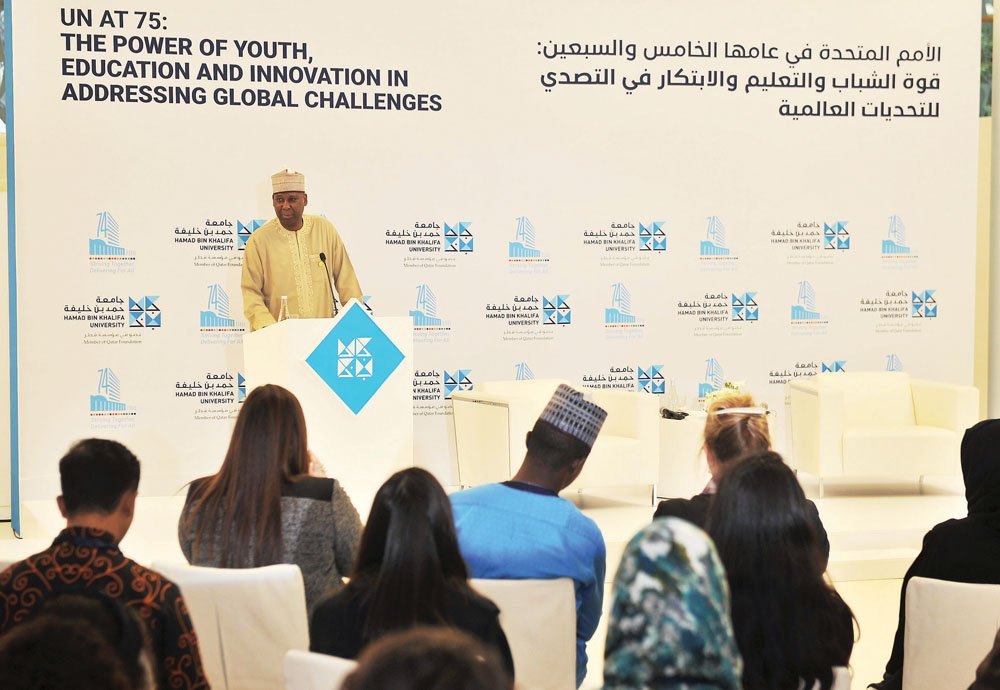 His Excellency Tijjani Muhammad-Bande, President of the United Nations General Assembly, at Hamad Bin Khalifa University