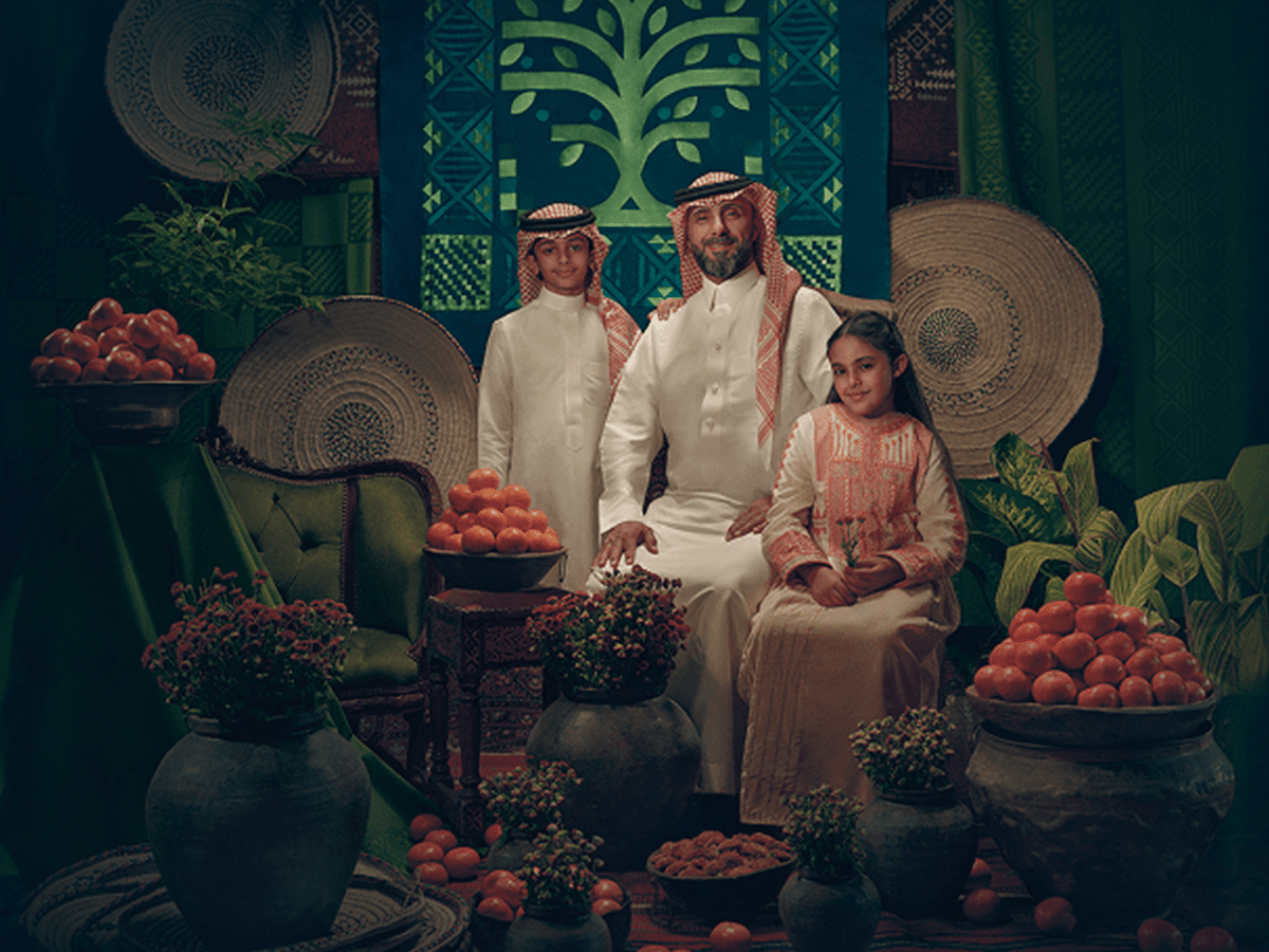 Campaign visual for Authenticity, green heritage motif
